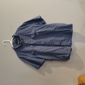 Carhartt Men's 2XL Slate Blue Stripe Loose Fit Short-Sleeve Button-Down Shirt